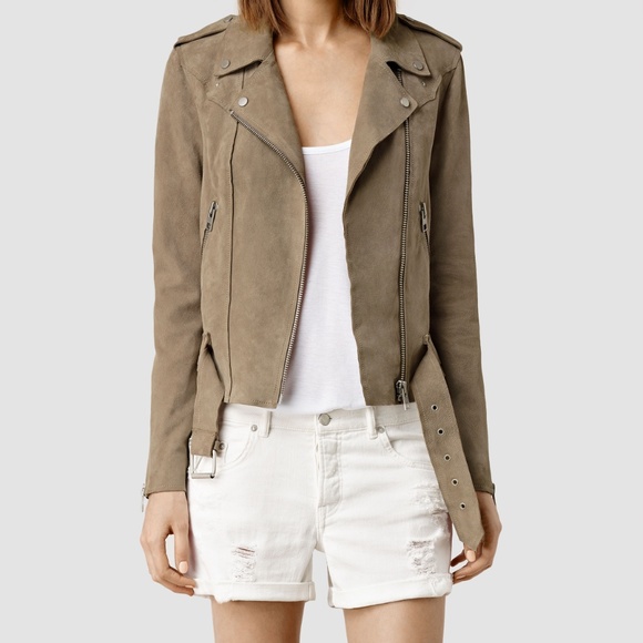 All Saints Jackets & Blazers - All Saints Khaki Suede Jacket